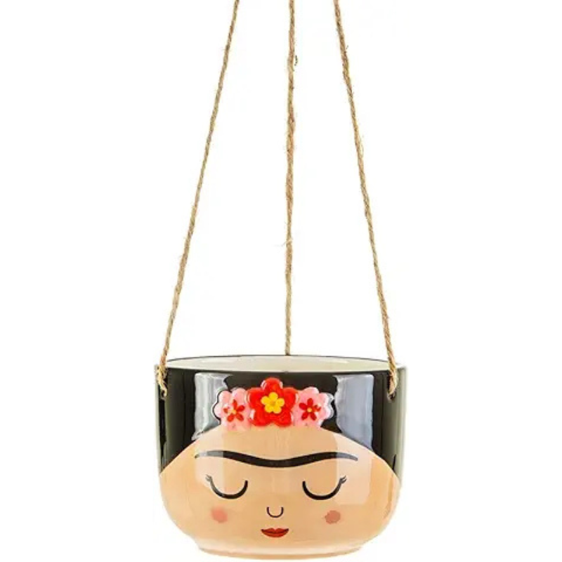 regalo perfecto Macetero colgante Frida Kahlo - Decoración artística para cualquier rincón.