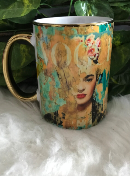 Frida kahlo Mercedes art boutique increible mug para el café grande o un buen té