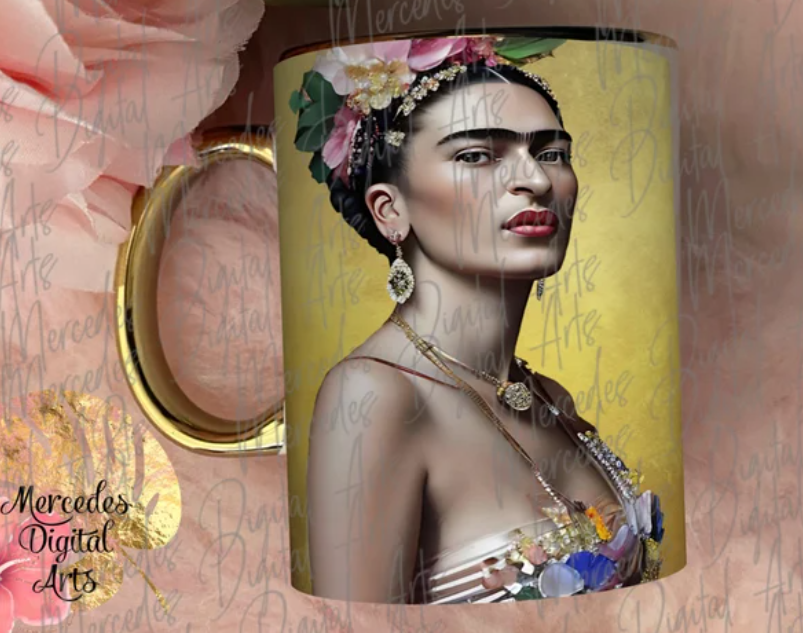 Frida kahlo mug dorado por Mercedes Art Boutique