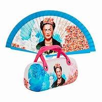 Abanico plegable con funda de piel frida kahlo