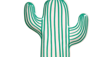 platos de carton con forma de cactus para cumpleaños con tematica Frida Kahlo