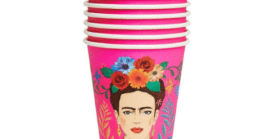vasos de papel fiesta Frida Kahlo - decoracion tematica frida kahlo